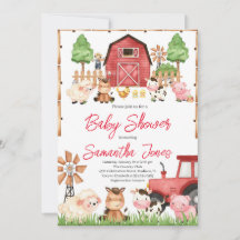 Red Farm Animals Baby shower