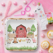 Red Farm Animals Baby shower Papieren Bordje (Feest)
