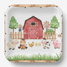Red Farm Animals Baby shower Papieren Bordje