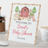 Red Farm Animals Baby shower Reclamebord Met Voetstuk (Insitu)