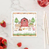 Red Farm Animals Baby shower Servet (Insitu)