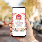 Red Farm Animals Boy Baby shower Kaart