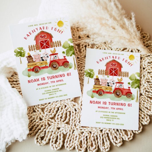Red Farm dieren 6e verjaardag Uitnodiging