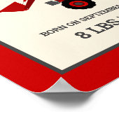 Red Farm Tractor Baby Birth Stats Poster (Hoek)