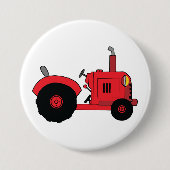 Red Farm Tractor Vehicle Ronde Button 7,6 Cm (Voorkant)