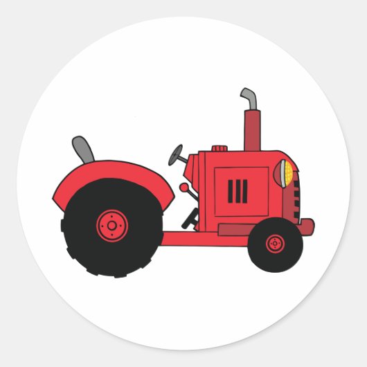 Red Farm Tractor Vehicle Ronde Sticker (Voorkant)