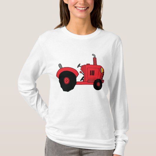 Red Farm Tractor Vehicle T-shirt (Voorkant)