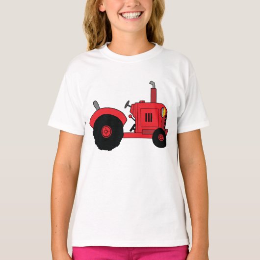 Red Farm Tractor Vehicle T-shirt (Voorkant)