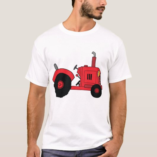 Red Farm Tractor Vehicle T-shirt (Voorkant)