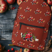 Red Farm Tractors Kids Personalized Backpack Bedrukte Rugzak