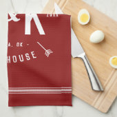Red Farmhouse Arrow Monogram | bewerkbare kleuren Theedoek (Quarter Fold)