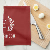 Red Farmhouse Branch Monogram | Bewerkbare kleuren Theedoek (Quarter Fold)