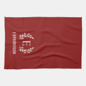 Red Farmhouse Branch Monogram | Bewerkbare kleuren Theedoek (Horizontaal)