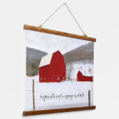 Red Farmyard Barns in Winter Wonderland Hangend Wandkleed (Gebogen)