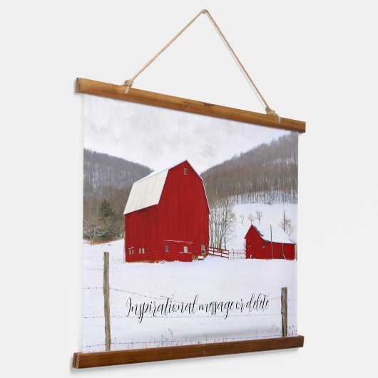 Red Farmyard Barns in Winter Wonderland Hangend Wandkleed (Gebogen)