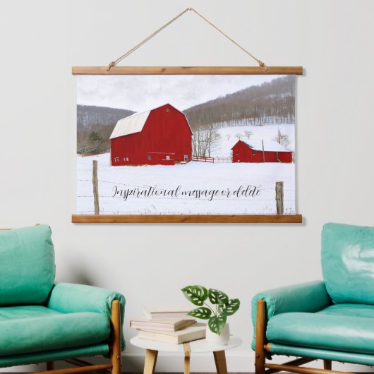 Red Farmyard Barns in Winter Wonderland Hangend Wandkleed (Woonkamer)