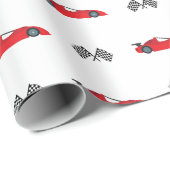 Red Fast een retro race auto geruit vlaggen racen Cadeaupapier (Rol Hoek)