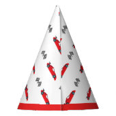 Red Fast een retro race auto geruit vlaggen racen Feesthoedjes (Achterkant)