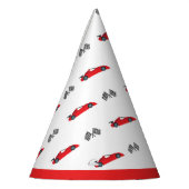 Red Fast een retro race auto geruit vlaggen racen Feesthoedjes (Links)