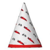 Red Fast een retro race auto geruit vlaggen racen Feesthoedjes (Rechts)