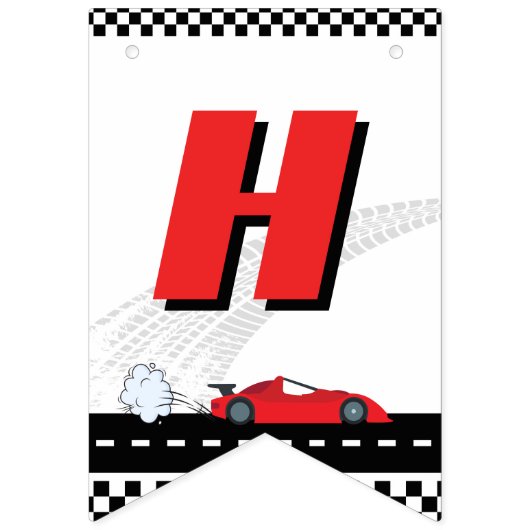 Red Fast een retro race auto thema racer verjaarda Vlaggetjes (Tweede vlag)