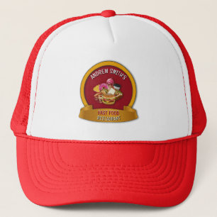 Red Fastfood Restaurant Aangepaste Logo Naam Bedri Trucker Pet