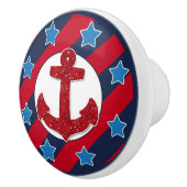 Red Faux Glitter Anchor | Nautisch Keramische Knop (Rechts)