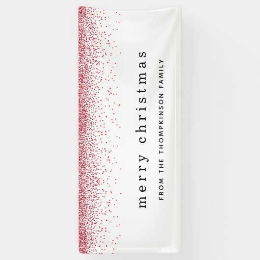 Red Faux Glitter Border Name Merry Kerstry Spandoek (Verticaal)