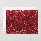Red Faux Glitter Briefkaart (Voorkant / Achterkant)