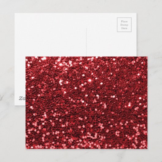 Red Faux Glitter Briefkaart (Voorkant / Achterkant)
