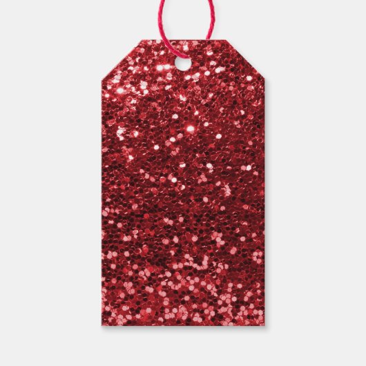 Red Faux Glitter Cadeaulabel (Voorkant)
