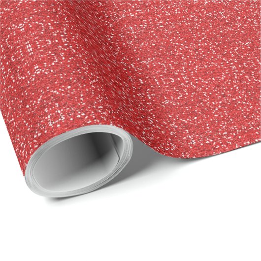 Red Faux Glitter Cadeaupapier (Rol Hoek)