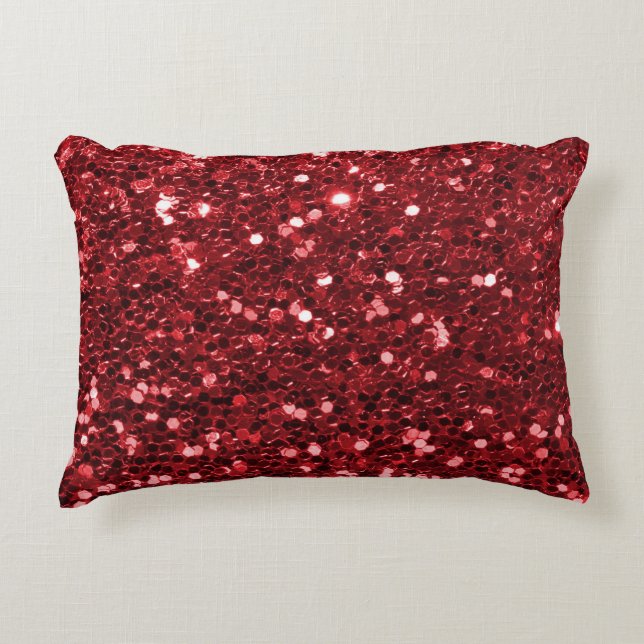 Red Faux Glitter Decoratief Kussen (Voorkant)