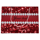 Red Faux Glitter en Diamonds Groot Cadeauzakje (Voorkant)