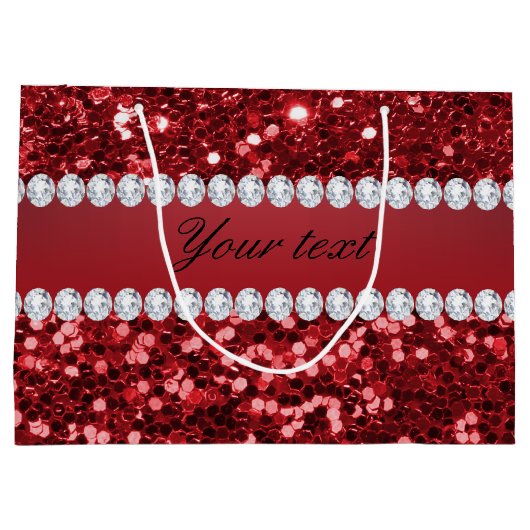 Red Faux Glitter en Diamonds Groot Cadeauzakje