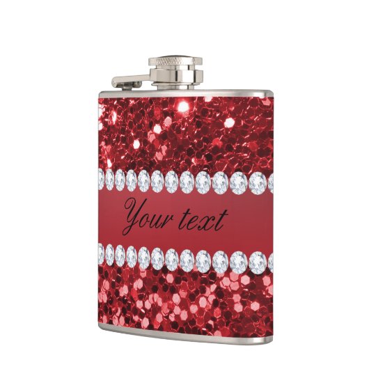 Red Faux Glitter en Diamonds Heupfles (Links)