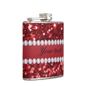 Red Faux Glitter en Diamonds Heupfles (Rechts)