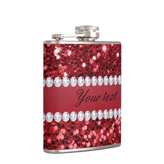 Red Faux Glitter en Diamonds Heupfles (Rechts)