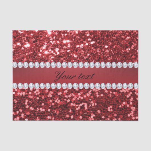 Red Faux Glitter en Diamonds Tissuepapier (Voorkant)