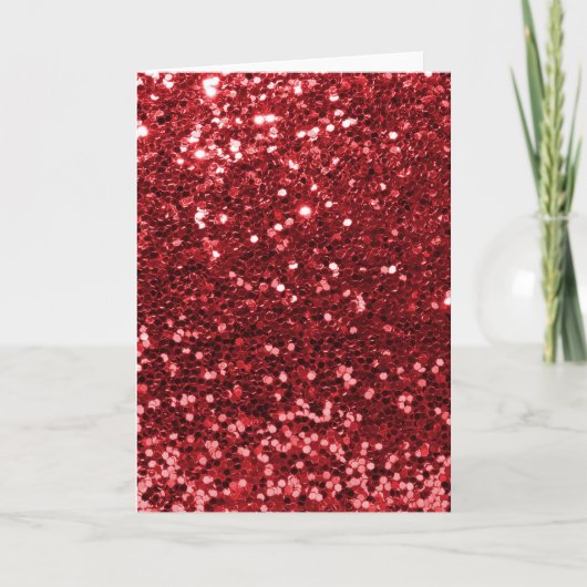 Red Faux Glitter Feestdagen Kaart (Voorkant)