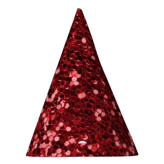 Red Faux Glitter Feesthoedjes (Rechts)