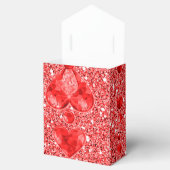 Red Faux Glitter & Heart Droplets Bedankdoosjes (Geopend)