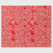 Red Faux Glitter & Heart Droplets Cadeaupapier (Vlak)