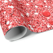 Red Faux Glitter & Heart Droplets Cadeaupapier (Rol Hoek)