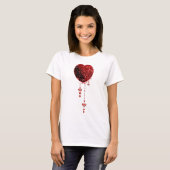 Red Faux Glitter Heart & Heart Droplets T-shirt (Voorkant volledig)