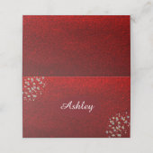 Red Faux Glitter-kerstzitjes Plaatskaartje (Buitenkant ongevouwen)