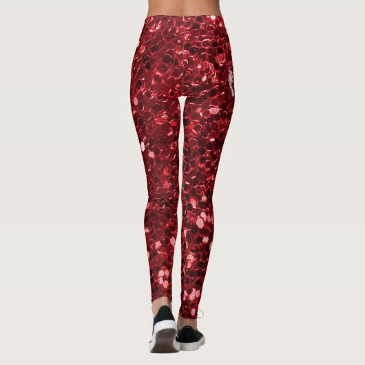 Red Faux Glitter Leggings (Achterkant)