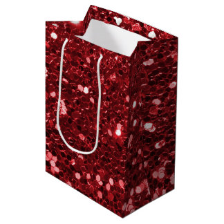 Red Faux Glitter Medium Cadeauzakje