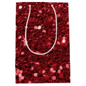 Red Faux Glitter Medium Cadeauzakje (Voorkant)