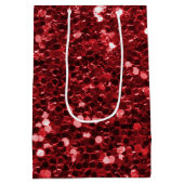Red Faux Glitter Medium Cadeauzakje (Achterkant)